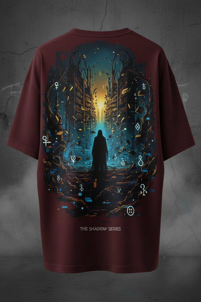 The Dark Library Oversized T-Shirt Burgundy